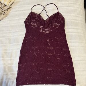Victoria's Secret Lace Slip Dress in Burgundy